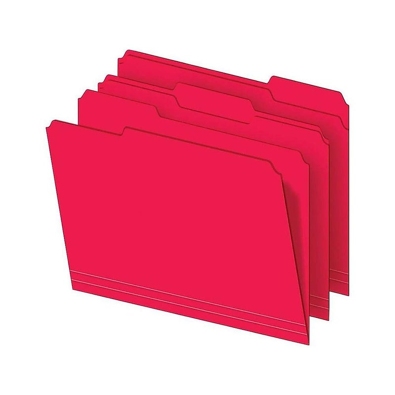 Staples TRU RED File Folders, 1/3-Cut Tab, Assorted Position, Letter Size, Perfect for Home, Office, Classroom, 100-Pack, Assorted Colors - Image 2